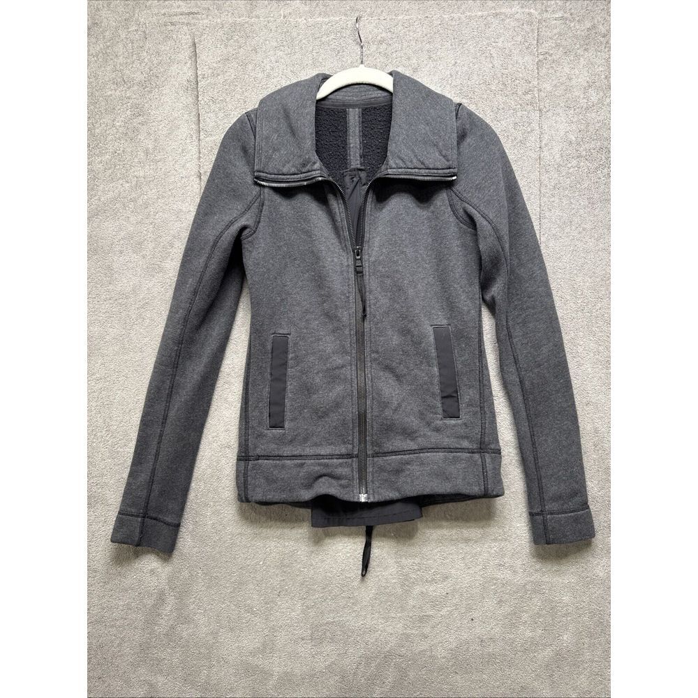 Lululemon Jacket Womens 4 XS Gray En Route Athleisure Back Zip Vent Fleece